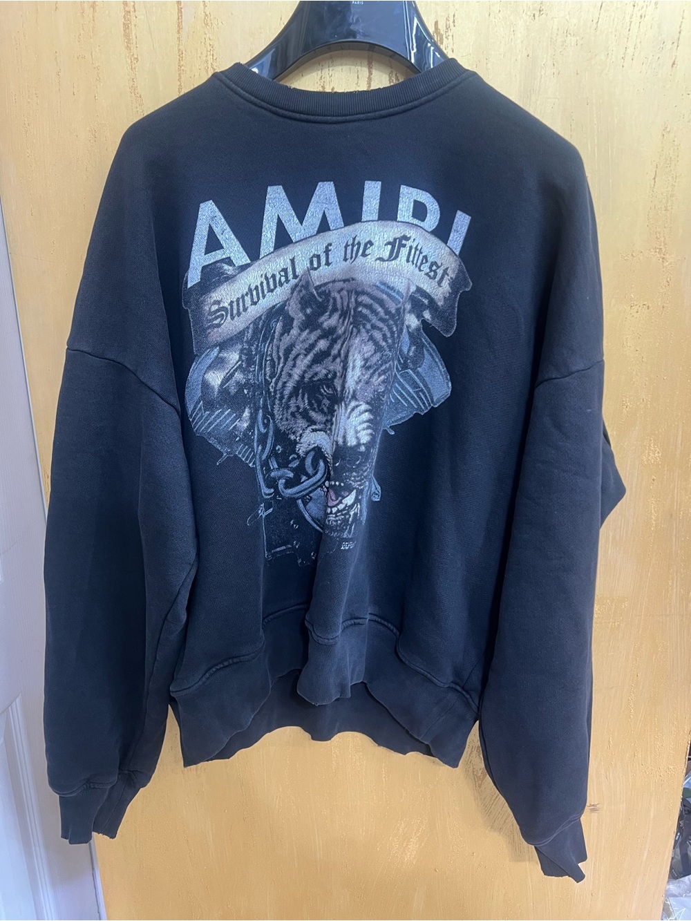 AMIRI Black Crewneck Sweatshirt with Tiger Graphic